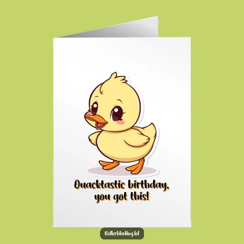 Free Printable Birthday Card: Funny Duck Rolling Forward, Perfect Downloadable Gift