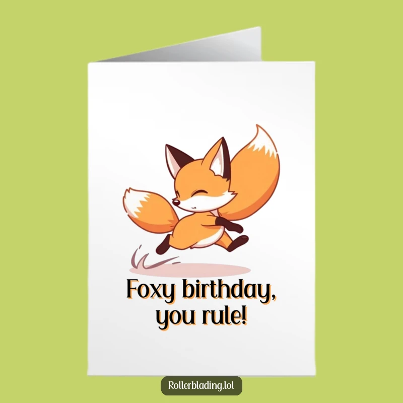 Free Printable Birthday Card: Funny Fox Skater, DIY Downloadable Gift for Speedy Celebrations