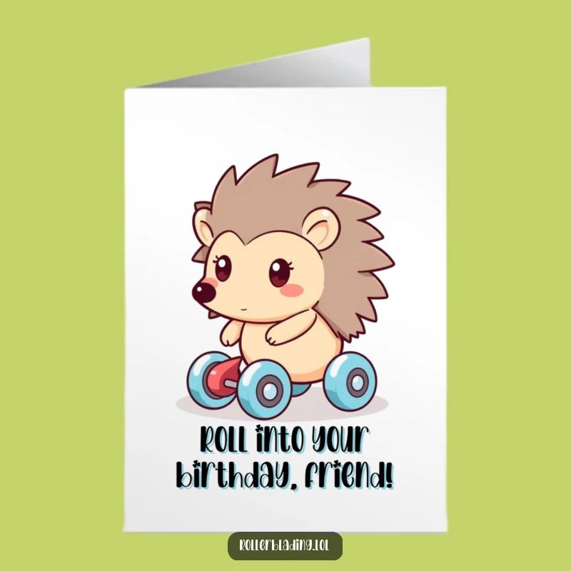 Free Printable Funny Birthday Card: Friendly Hedgehog Skater, Perfect Downloadable Gift