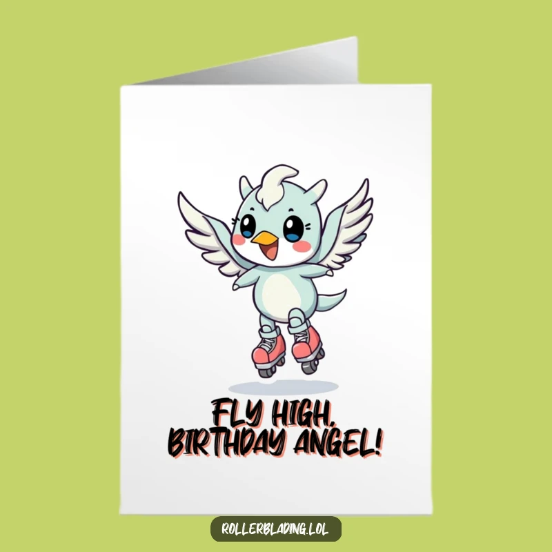 Free Printable Funny Birthday Card: Winged Creature Speed Turn Downloadable Gift