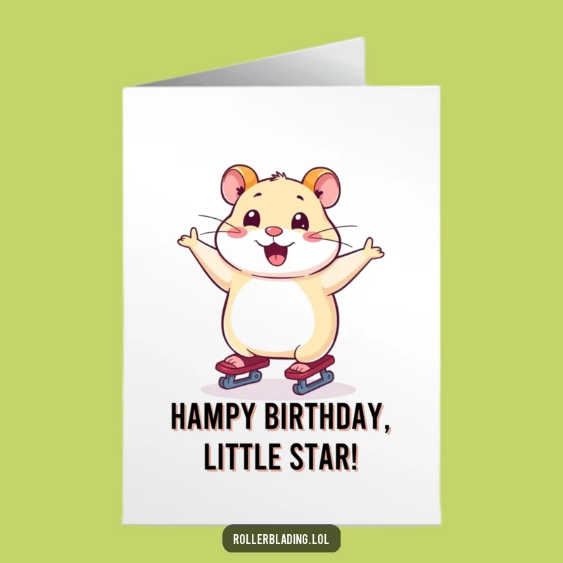 Free Printable Hamster Birthday Card: Funny Downloadable Gift for Her, Skating Fun