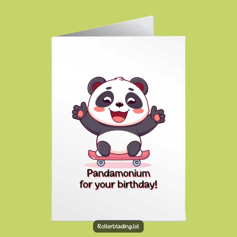 Free Printable Panda Birthday Card: Joyful Skater's Hilarious Celebration!