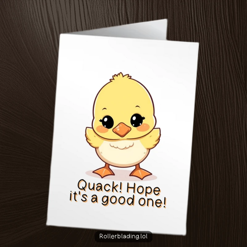 Funny Free Printable Birthday Card: A cute, wobbly duckling taking unsteady steps forward, wishing a happy birthday.