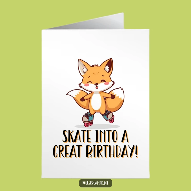 Free Printable Birthday Card: Funky Fox Roller Skater, Hilarious Downloadable Gift!