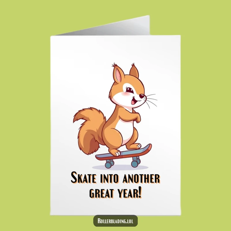 Free Printable Funny Birthday Card: Proud Skating Squirrel, Perfect Downloadable Gift