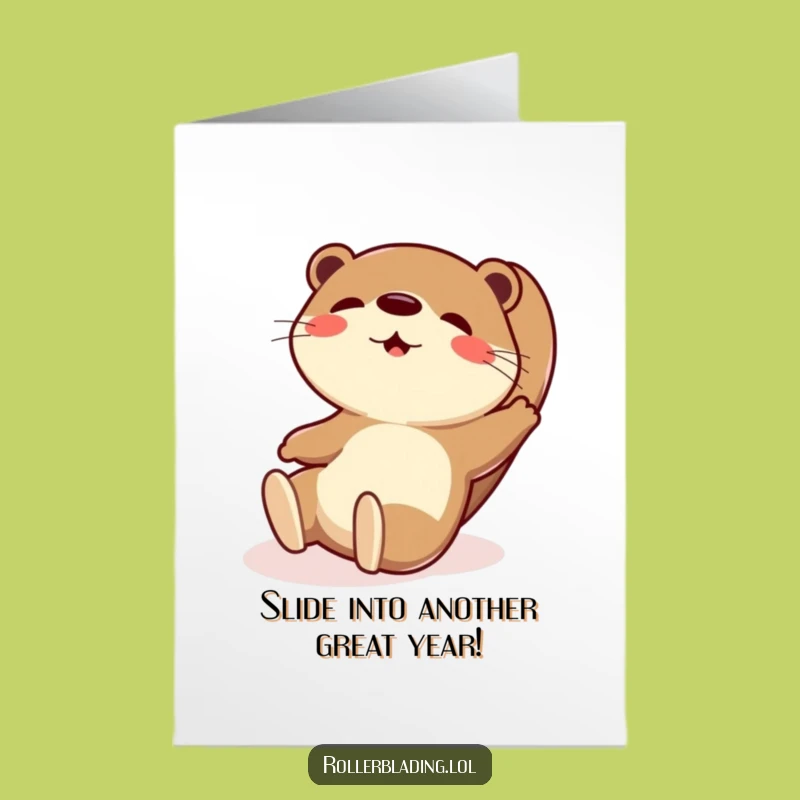 Free Printable Birthday Card: Playful Otter Funny Slide Action Downloadable Gift