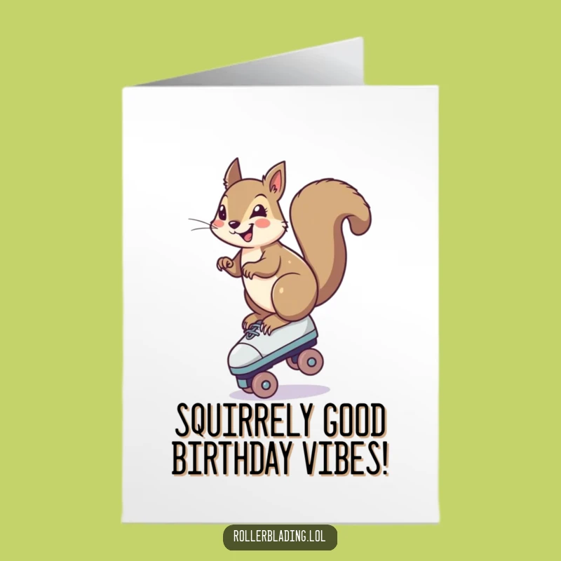 Free Printable Squirrel Roller Skate Birthday Card Funny Downloadable Gift