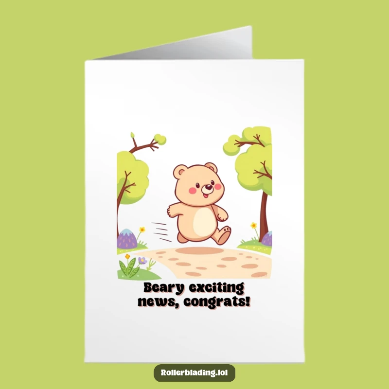 Free Printable Congratulations Card: Proud Bear Speeds To Success - Downloadable!