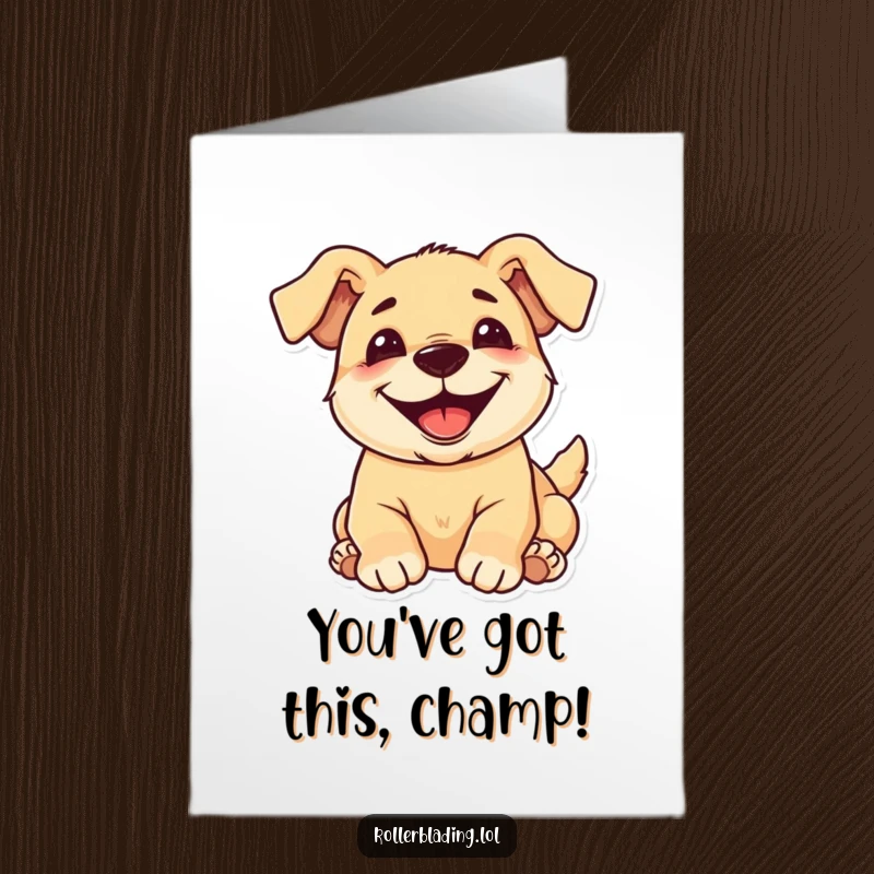 Funny Free Printable Congratulations Card of a happy puppy rolling over with an enormous, delighted grin.