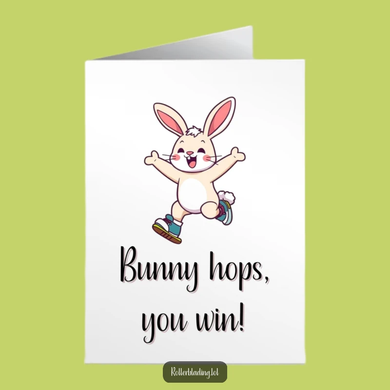 Free Printable Congratulations Card: Funny Skating Bunny, Downloadable DIY for Big Wins