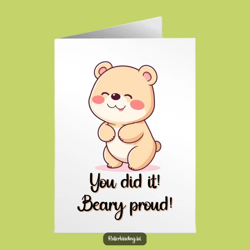 Free Printable Congratulations Card: Giggling Bear's Triumph, Amazing Downloadable Gift