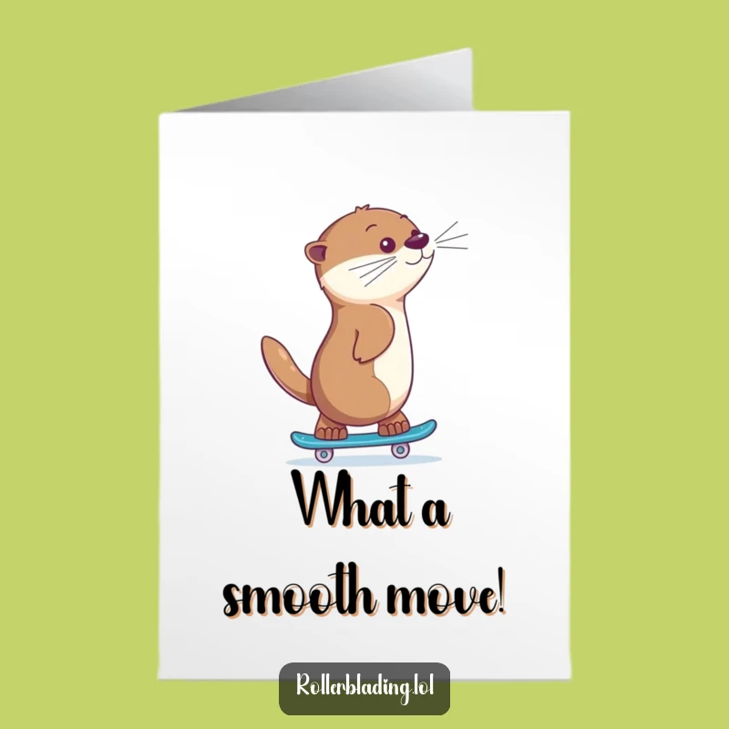 Free Printable Congrats Card Proud Otter Skating Backwards Downloadable