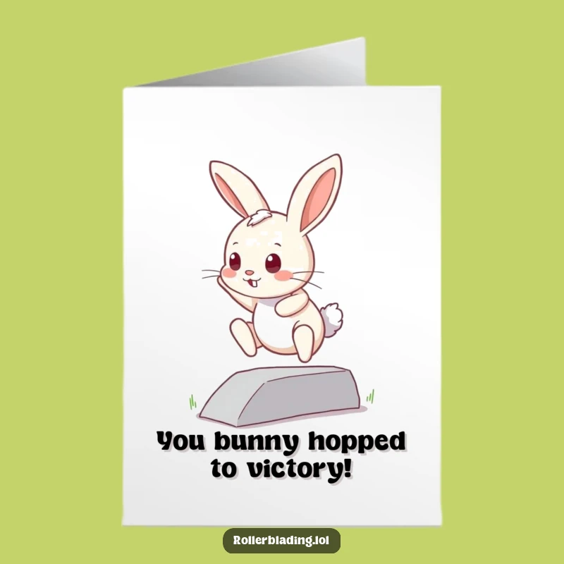 Free Printable Congrats Card: Bunny's Big Jump, Fun Downloadable Greeting for Taking Chances