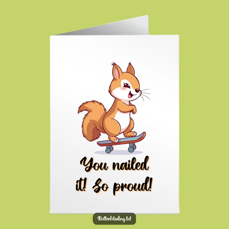 Free Printable Congratulations Card: Squirrel's Skating Win, Amazing Downloadable Gift