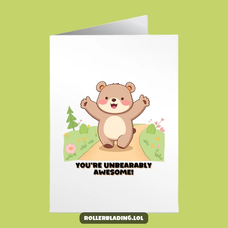 Free Printable Congrats Card: Happy Bear Cruising Joyful Funny Gift
