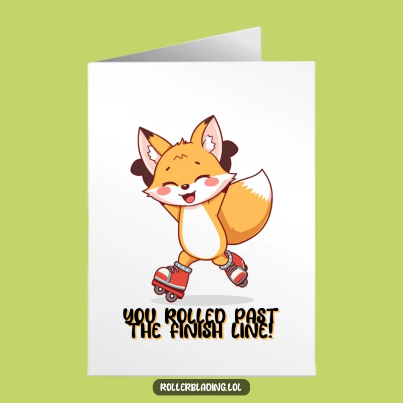 Free Printable Congrats Card: Hilarious Rollerblading Fox Spinning Success Downloadable