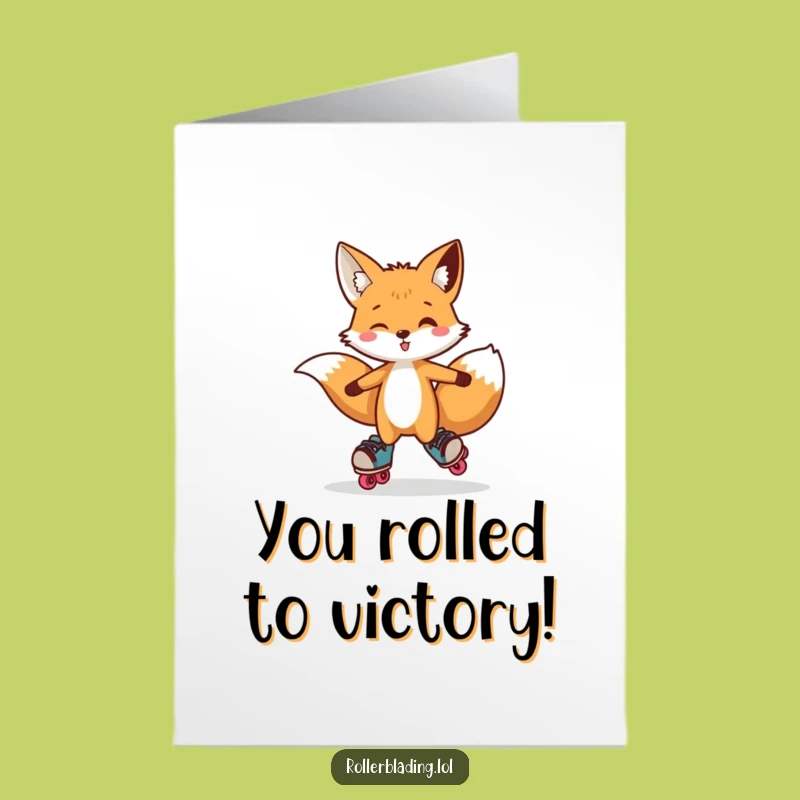 Free Printable Congrats Card: Groovy Fox Skater, Perfect Downloadable Celebration Gift!