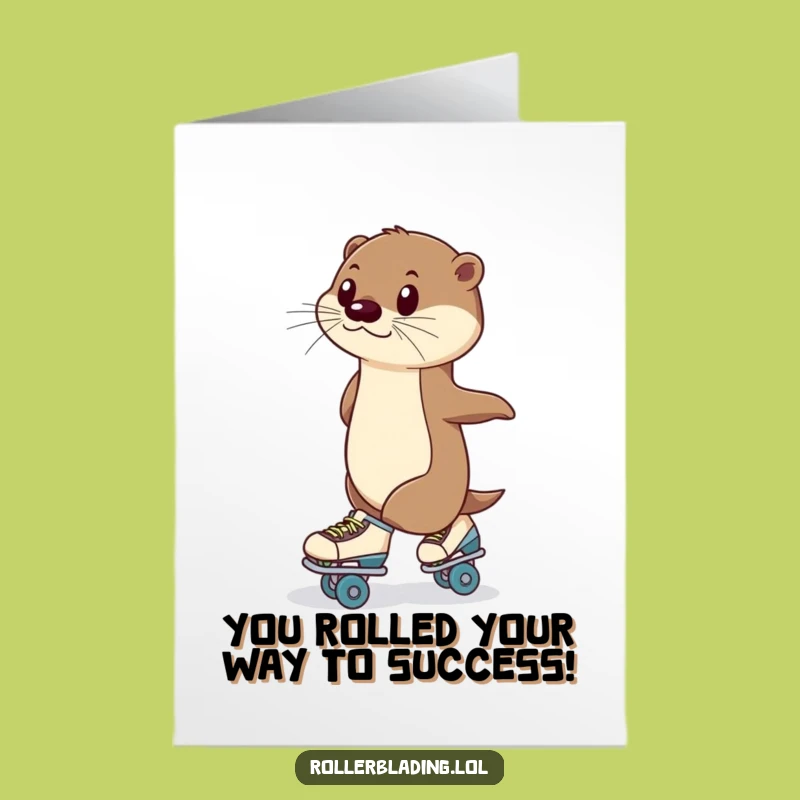 Free Printable Congratulations Card: Poised Otter Roller Skating Success Funny Downloadable