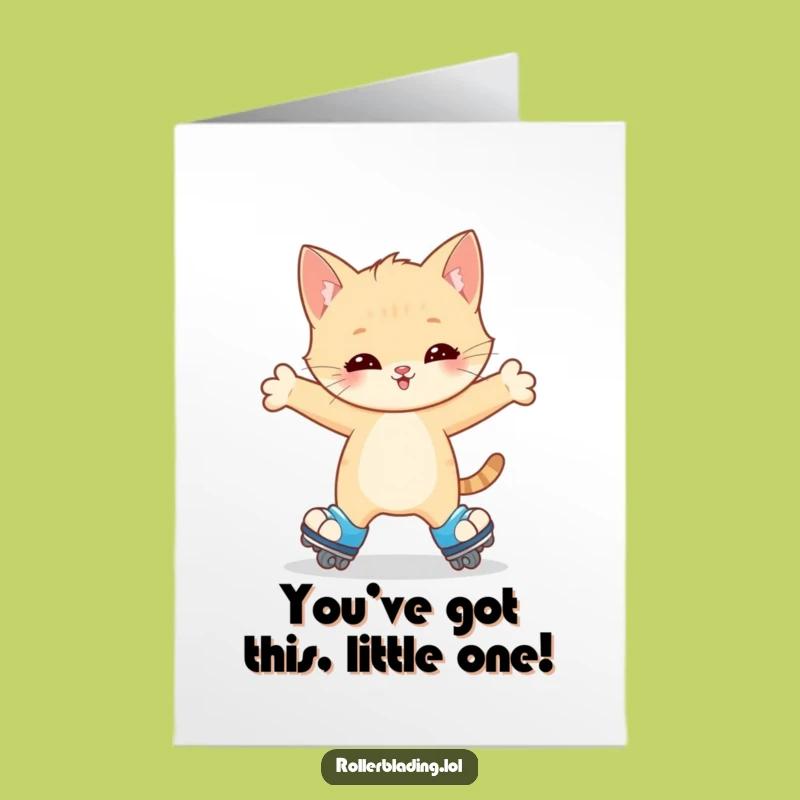 Free Printable Kitten Card: Skater Balance Congratulations Downloadable Gift