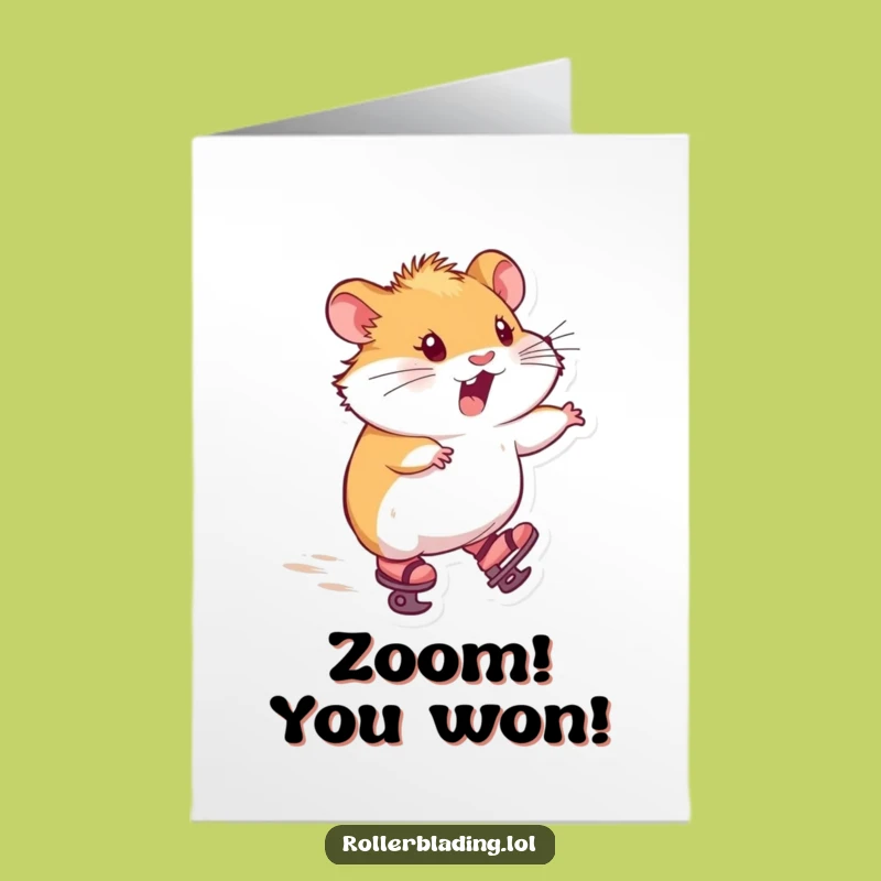 Free Printable Congrats Card: Skating Hamster Success, Funny Downloadable Gift for Rolling Wins