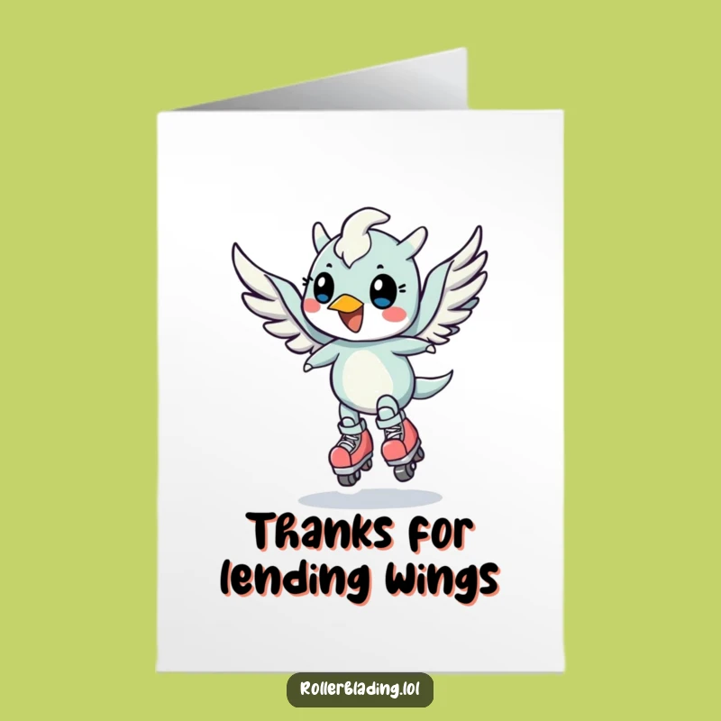 Free Printable Funny Thank You Card: Winged Creature Speed Turn Downloadable