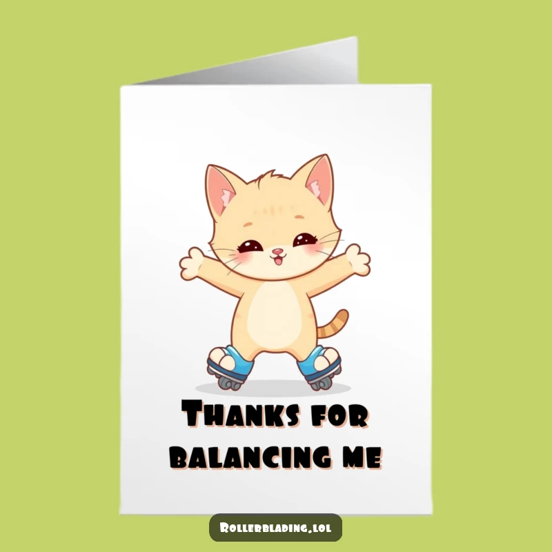Free Printable Kitten Thank You Card: Wobbling Skater Appreciation Downloadable Gift