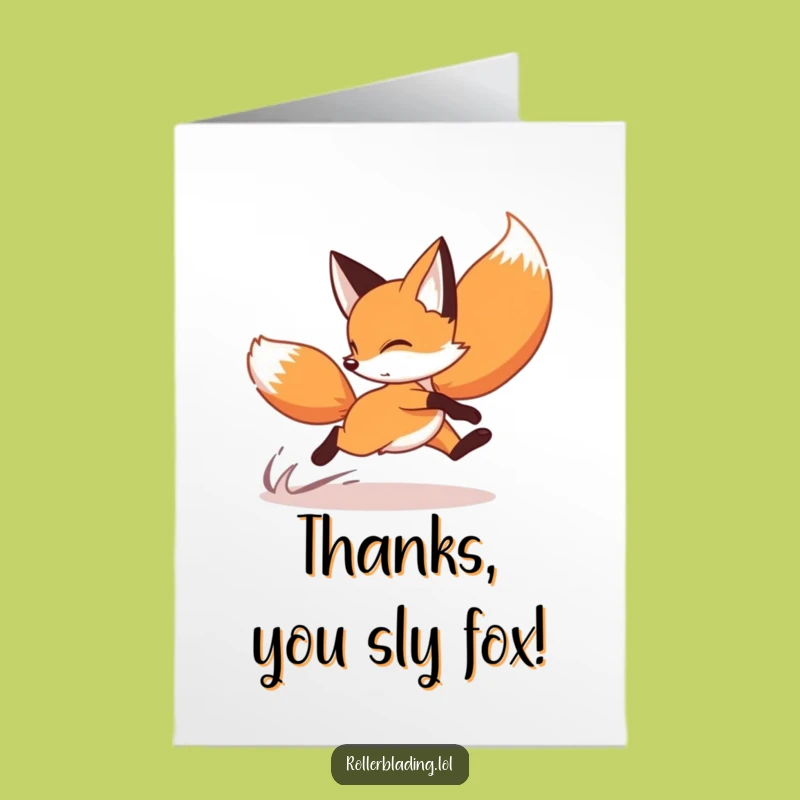 Free Printable Thank You Card: Funny Fox Skater, DIY Expressing Gratitude with Speed