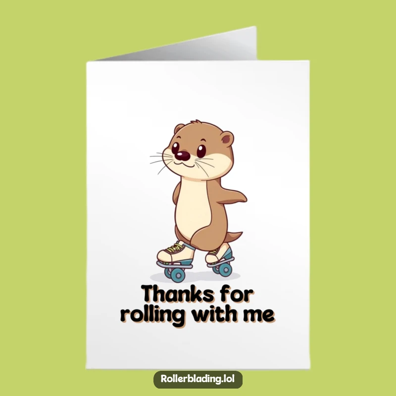 Free Printable Thank You Card: Graceful Otter Roller Skating Thank You Funny Downloadable