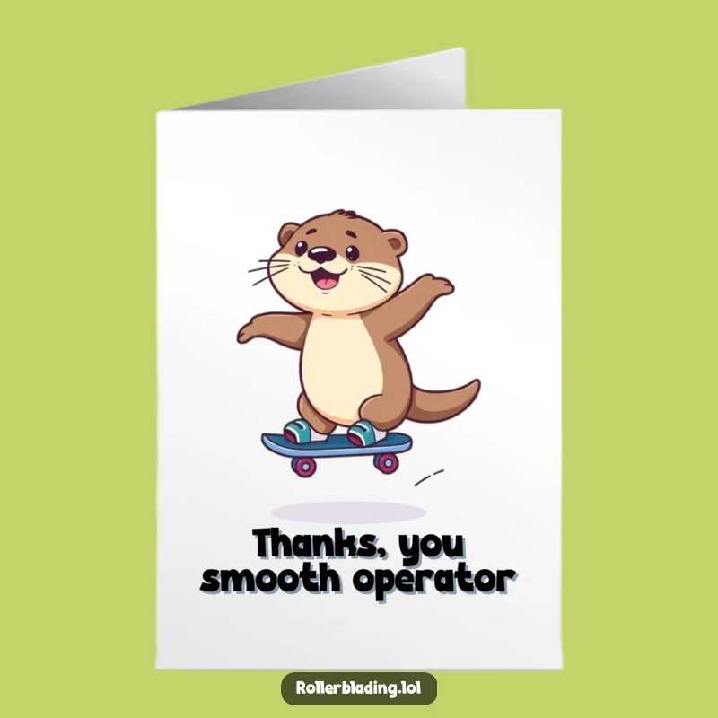Free Printable Thank You Card: Grateful Otter Rollerblading, Cheerful Appreciation, Downloadable Note