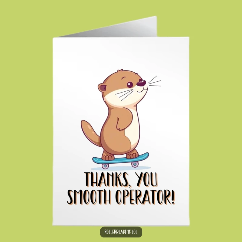 Free Printable Thank You Card Happy Otter Skating Backwards Downloadable