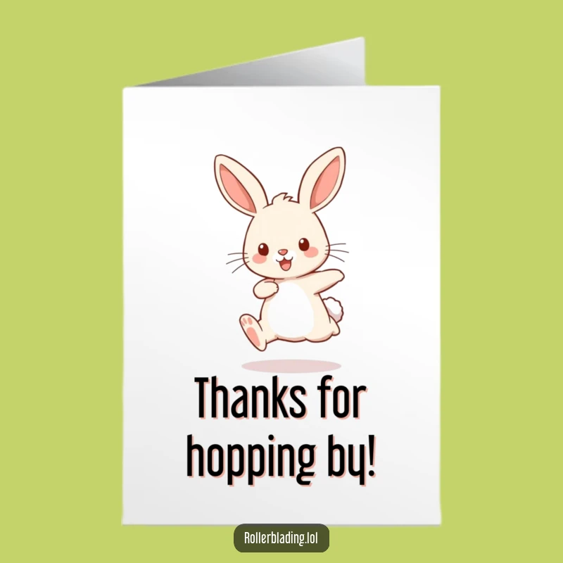 Free Printable Thank You Card: Playful Rabbit Bouncing - Funny Downloadable Gratitude Gift