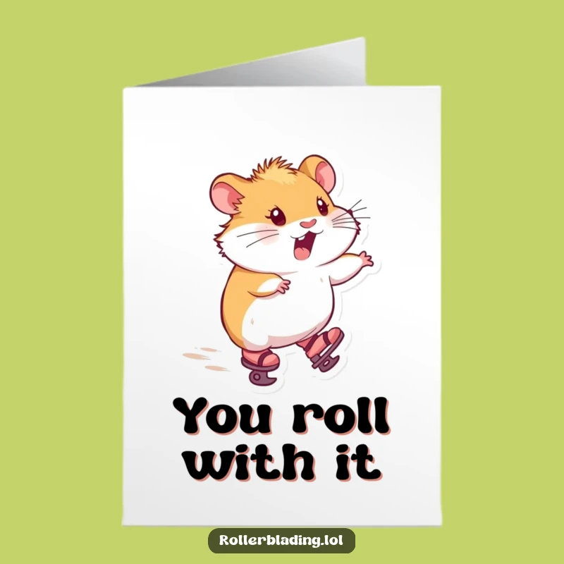 Free Printable Thank You Card: Skating Hamster Thanks, Funny Downloadable Gift for Expressing Gratitude