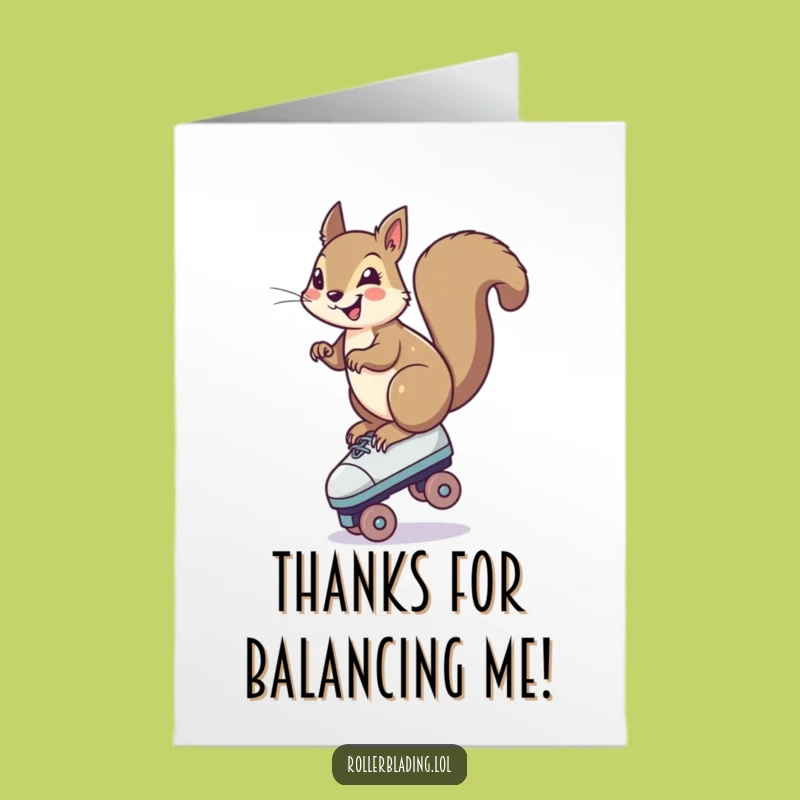 Free Printable Squirrel Roller Skate Thank You Card Funny Downloadable Gift