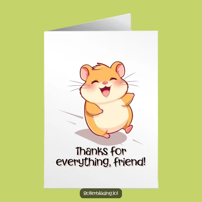 Free Printable Thank You Card: Happy Hamster, Fast Downloadable Gift for Gratitude
