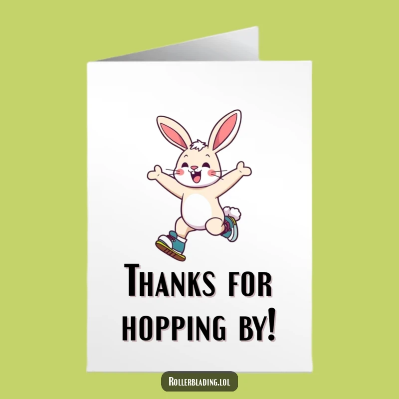 Free Printable Thank You Card: Funny Skating Bunny, DIY Expressing Gratitude with Fun