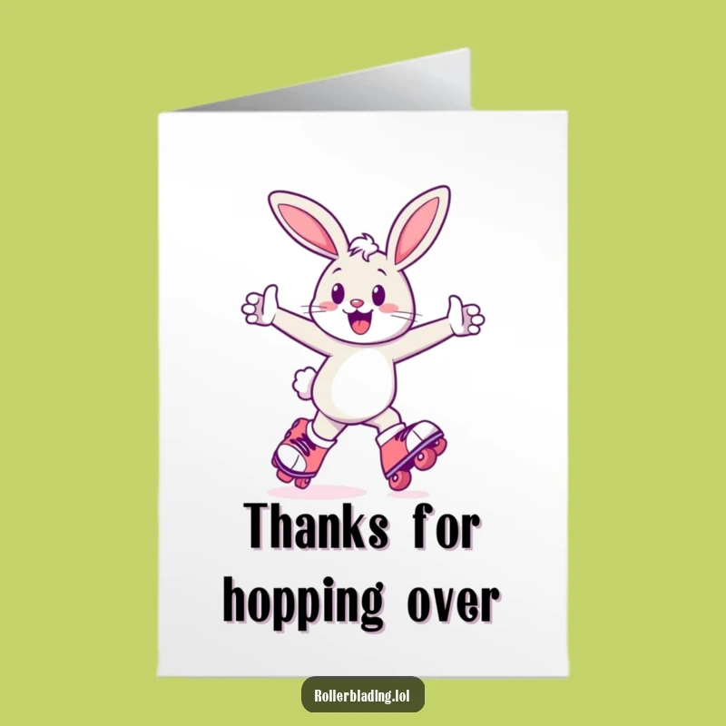 Free Printable Bunny Thank You Card: Energetic Skater Appreciation Downloadable Gift