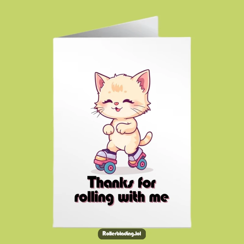Free Printable Skating Kitten Thank You Card Funny Downloadable Gift