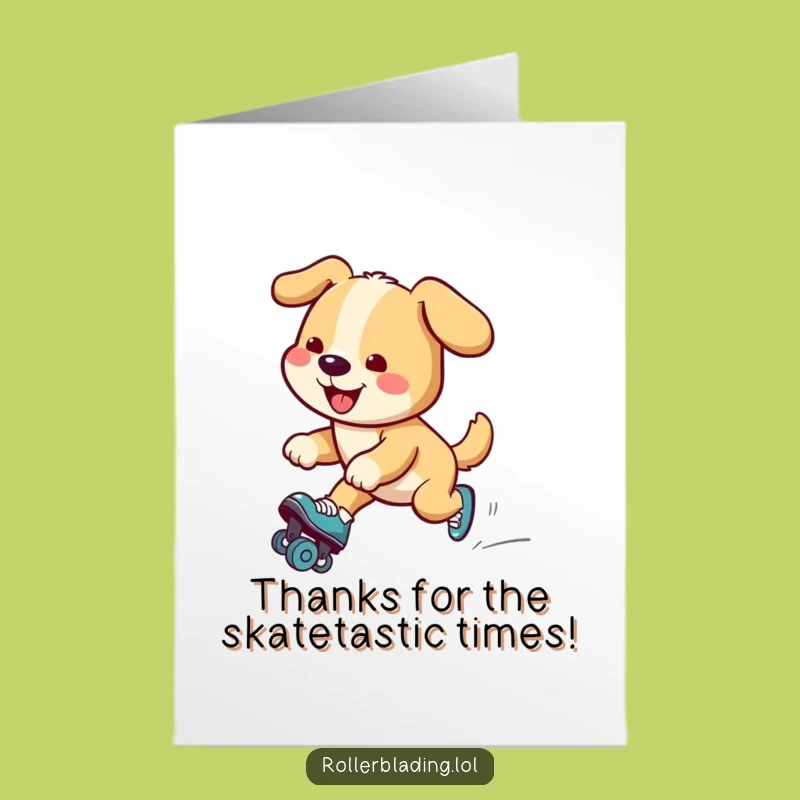 Free Printable Thank You Card: Funny Skating Dog, DIY Expressing Gratitude with Humor