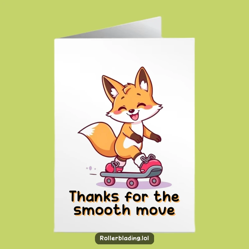 Free Printable Fox Thank You Card: Dramatic Skater Appreciation Downloadable Gift