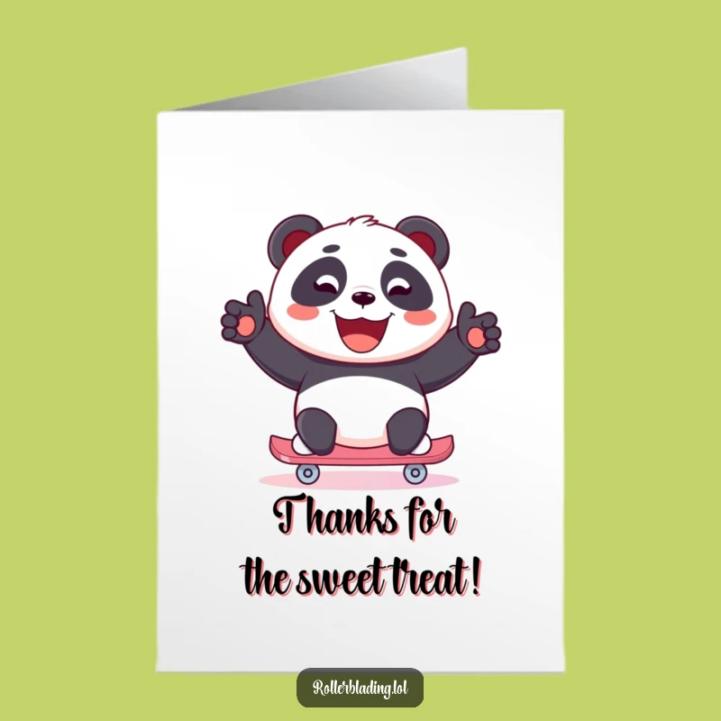 Free Printable Panda Thank You Card: Skater's Joyful Thanks on Wheels!