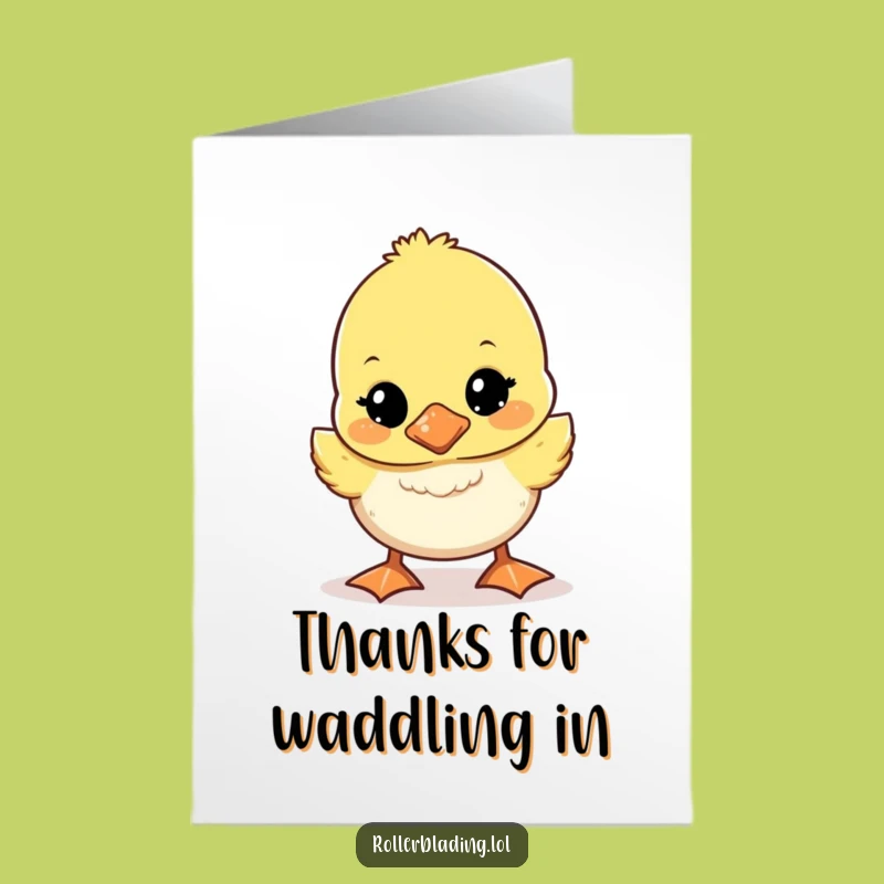 Free Printable Duckling Thank You Card: Wobbly Gratitude Downloadable Art