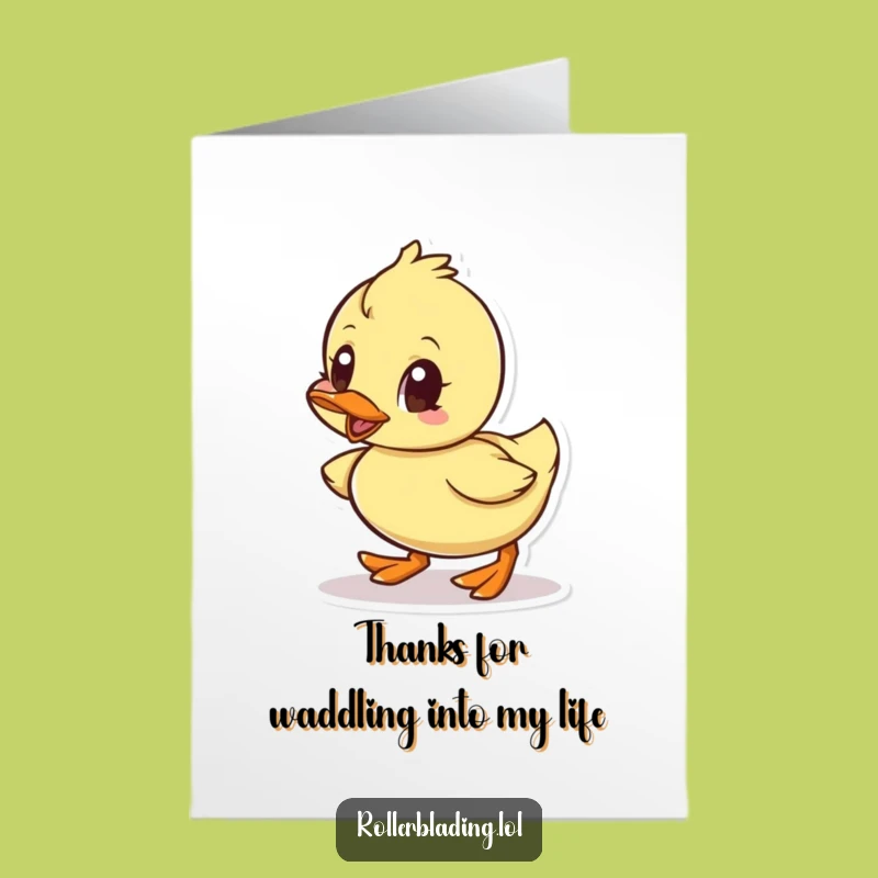 Free Printable Thank You Card: Duck Rolling Ahead, Humorous Downloadable Gift