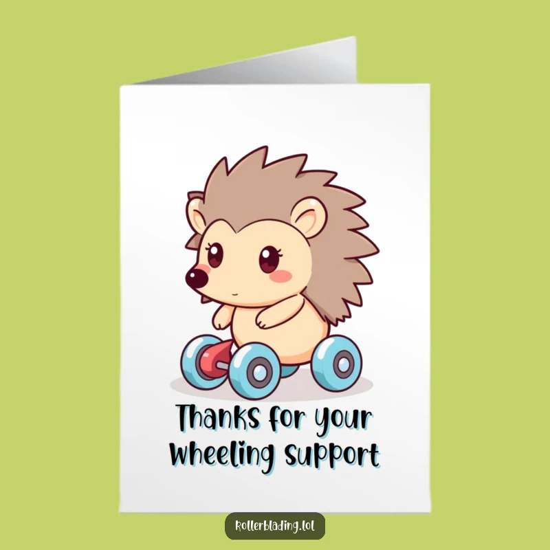 Free Printable Thank You Card: Grateful Hedgehog Skater, Thoughtful Downloadable Gift
