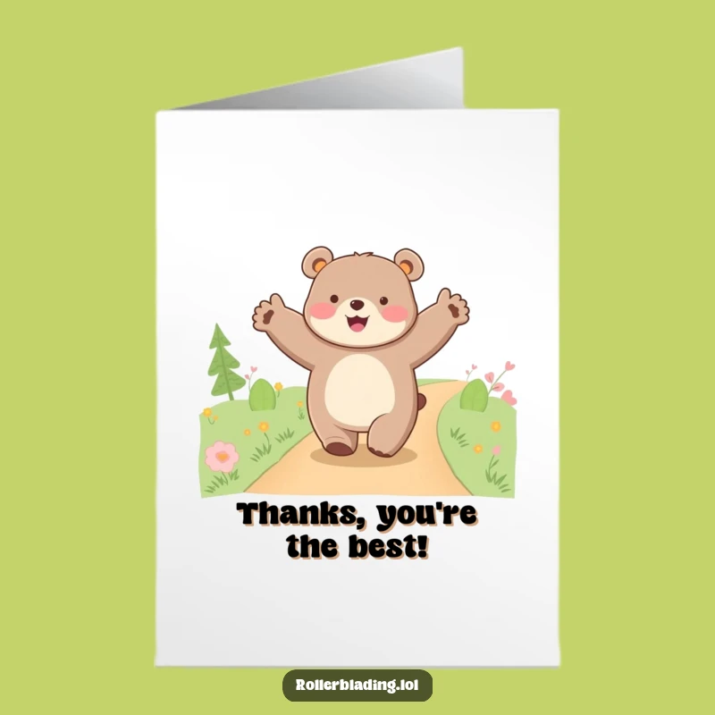 Free Printable Thank You Card: Happy Bear Cruising Joyful Funny Gift