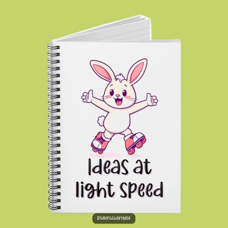 Funny Bunny Roller Skate Notebook - Energetic Journal for Fun Ideas Gift