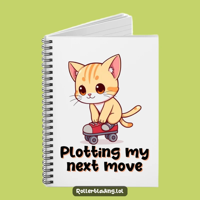 Funny Cat Roller Skating Notebook - Curious Balance Journal Gift