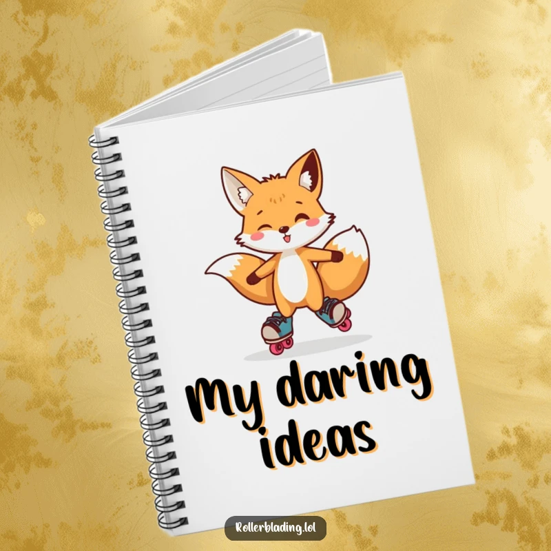 Funny Fox Notebook: A notebook cover with a curious fox doing a playful hop on roller skates, inspiring fun notes.