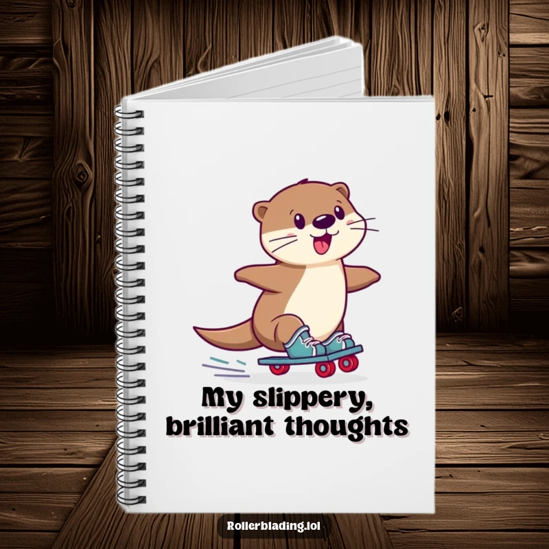 Funny Otter Notebook: A playful otter in a funny, wobbly slide on roller skates, perfect for jotting down hilarious thoughts and ideas.