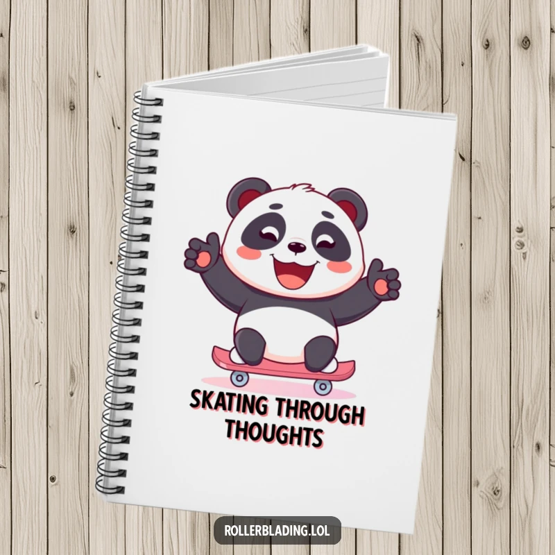 Funny Panda Notebook: A joyful panda skates with a wide, beaming smile, ready to inspire your writing and ideas.