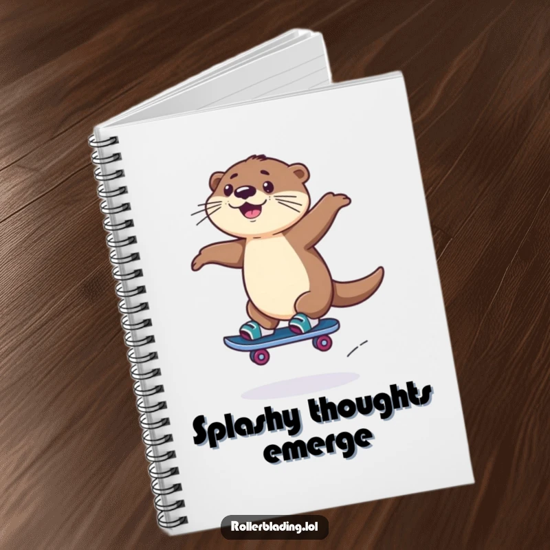 Funny Rollerblading Otter Notebook: A playful otter rollerblades and jumps across the cover, inspiring energetic note-taking.